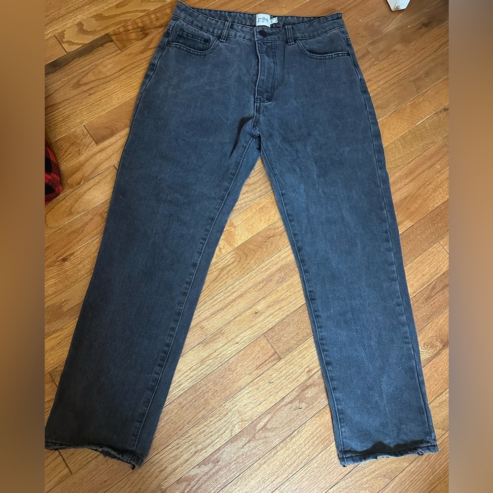 Princess Polly Black High Waisted Distressed Straight Leg Jeans